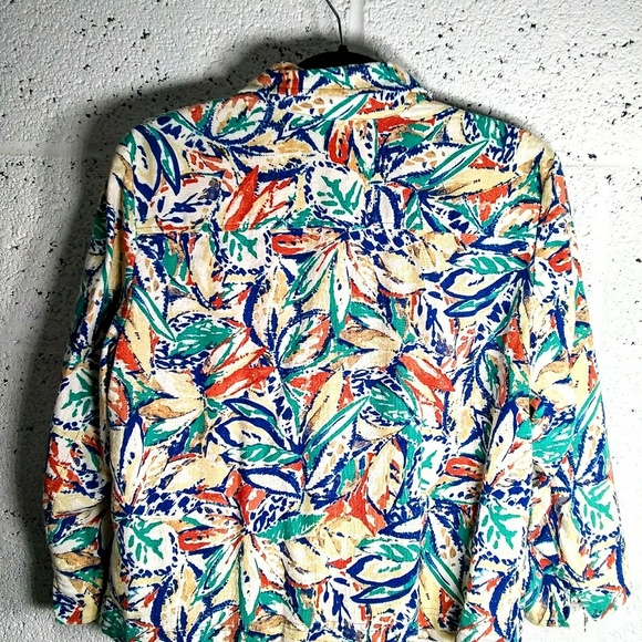 Coldwater Creek Sz Medium Linen Floral Jacket Coat - Picture 8 of 8
